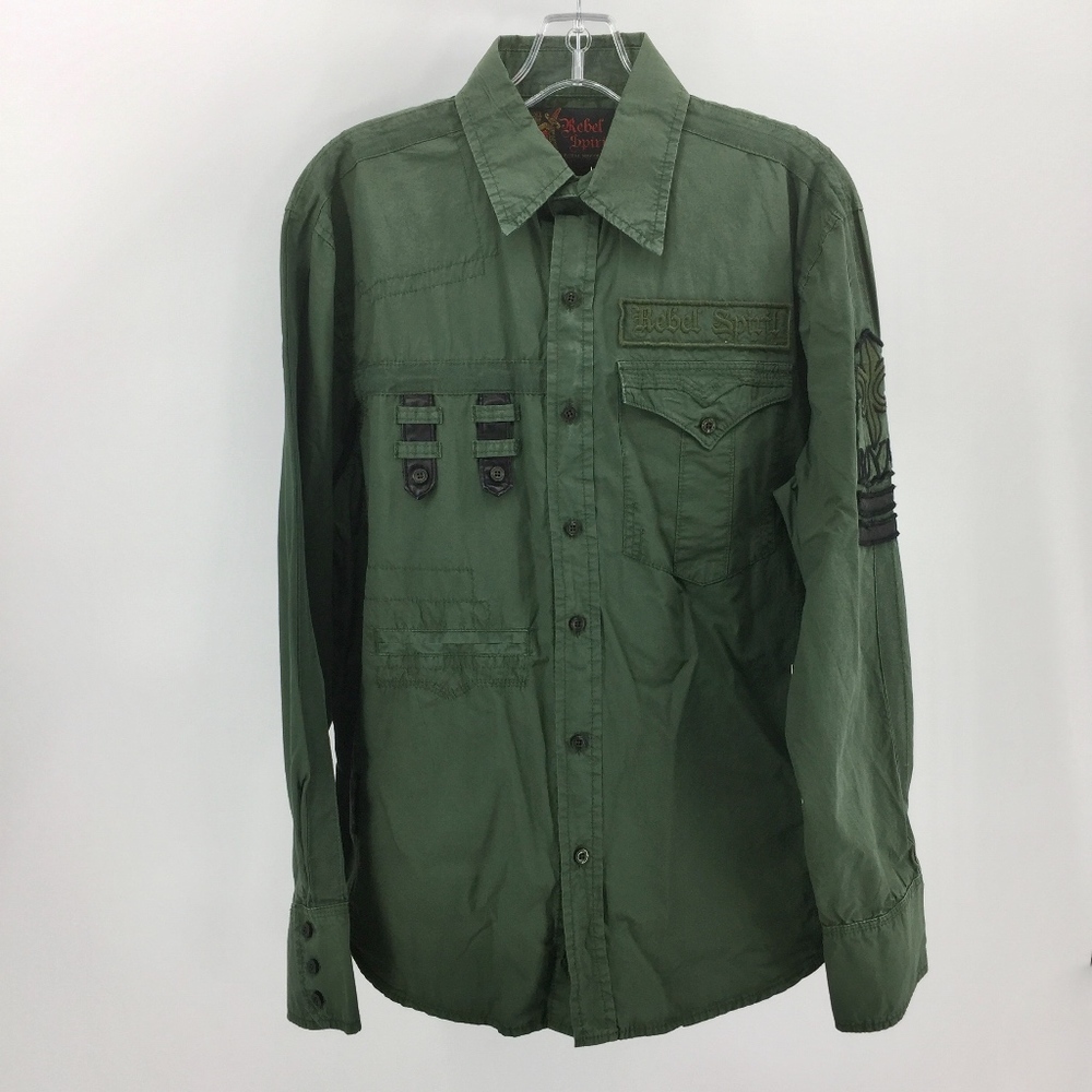 Rebel Spirit Mens Button Down LS Casual Shirt